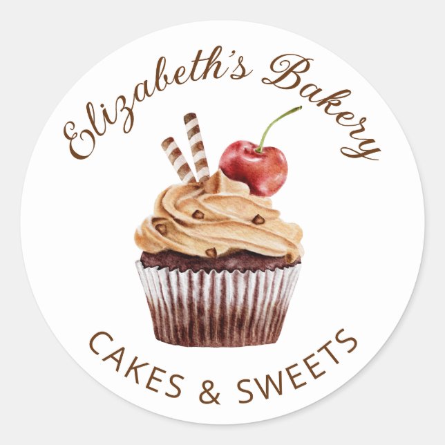 Sticker Rond Gâteaux & sucreries Cupcake Pâtisserie Chef boulan (Devant)