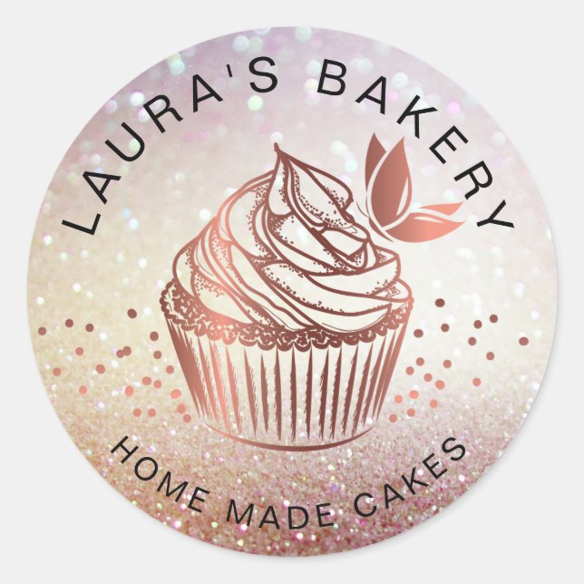 Sticker Rond Gâteaux Sucres Cupcake Accueil Boulangerie Fille V (Devant)
