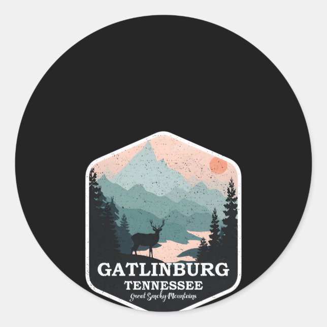 Sticker Rond Gatlinburg Tennessee Great Smoky Mountains Hiking (Devant)