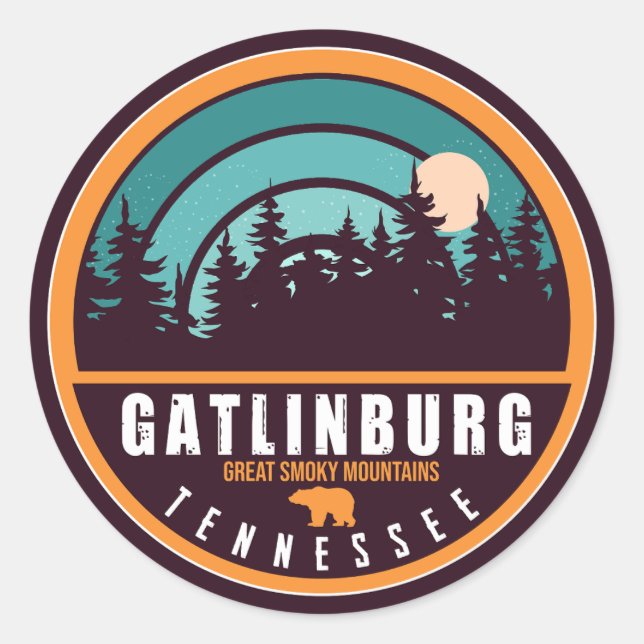 Sticker Rond Gatlinburg Tennessee Ours Smoky Mountains (Devant)
