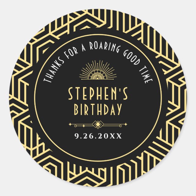 Sticker Rond Gatsby 1920 Art déco Anniversaire Merci (Devant)