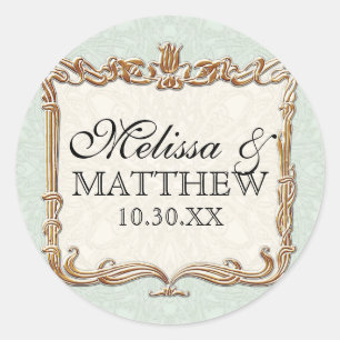Sticker Rond Gatsby Art Déco Nouveau dentelle Faux Gold Tulip