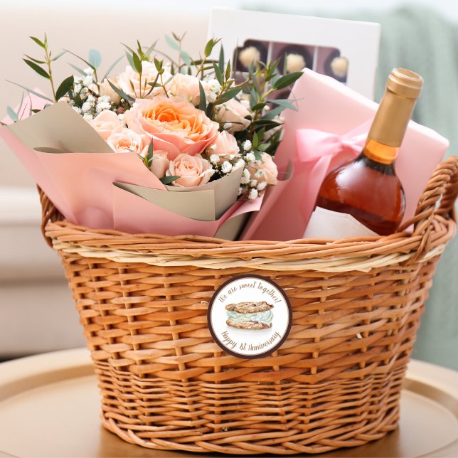 Sticker Rond Gaufrette de glace sucrée Joyeux 1er anniversaire  (Créateur téléchargé)