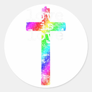 Sticker Rond Gay Christian LGBT - Pride Cross L'amour de Dieu