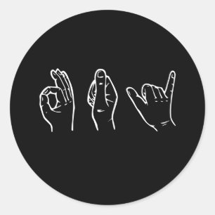 Sticker Rond GAY EN LANGUE SIGNE - BLANC -.png