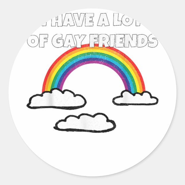 Sticker Rond Gay Friends LGBT Ally Rainbow Funny Gay pride (Devant)