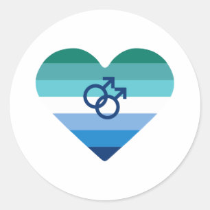 Sticker Rond Gay Male Azure MLM Cœur