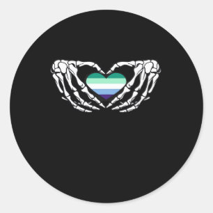 Sticker Rond Gay Male Pride Squelette Halloween Mlm Goth Heart