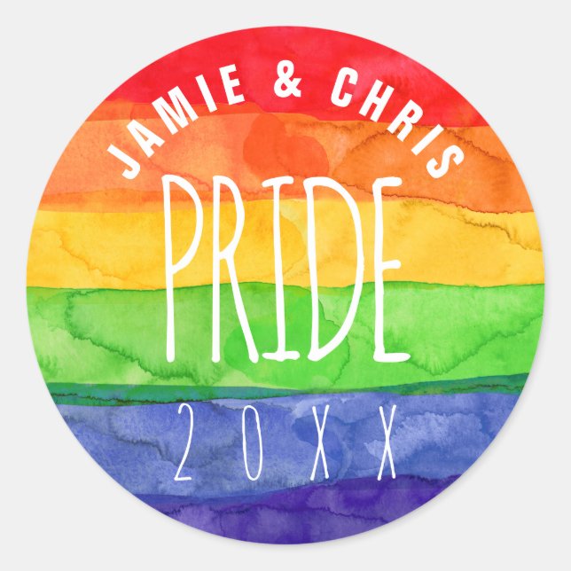 Sticker rond gay pride Arc-en-ciel classique (Devant)