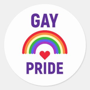 Sticker Rond Gay pride   Coeur et arc-en-ciel