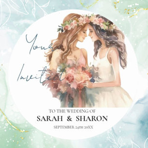 Sticker Rond Gay pride Elegant Blush Mariage