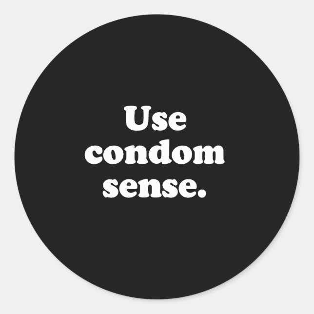 Sticker Rond Gay Words utiliser condom sense white (Devant)