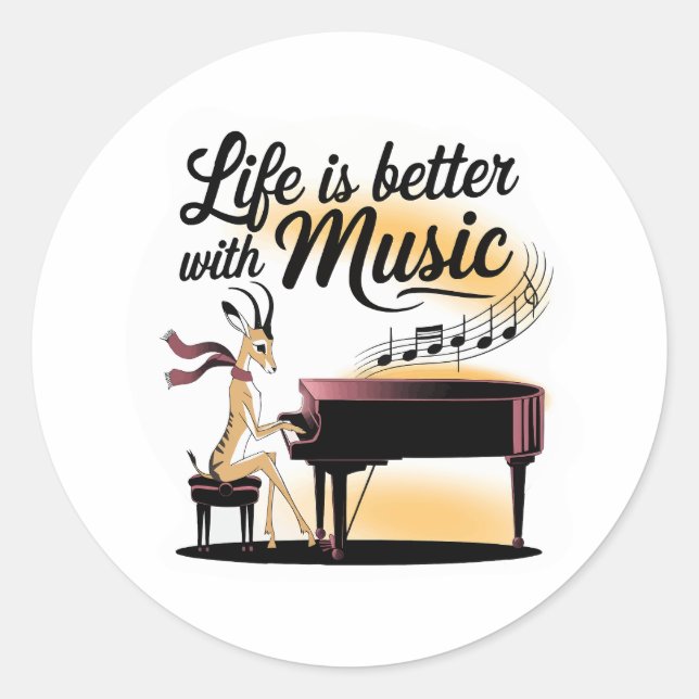 Sticker Rond gazelle piano (Devant)
