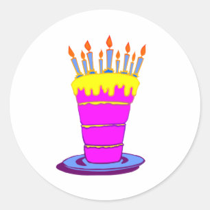Sticker Rond Géant gâteau d'anniversaire rose
