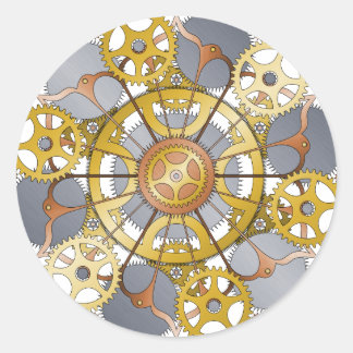 Sticker Rond Gears and Cogs Mandala Design