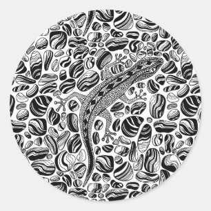 Sticker Rond Gecko et galets