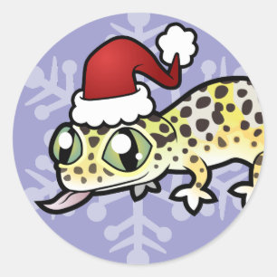 Sticker Rond Gecko léopard de Noël