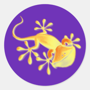 Sticker Rond Gecko souriant - violet