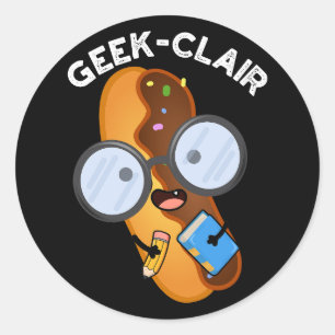 Sticker Rond Geek-clair Funny Eclair Pun Dark BG