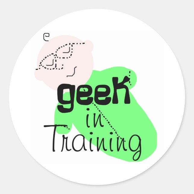 Sticker Rond Geek en formation (Devant)