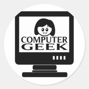 Sticker Rond Geek informatique fille femme