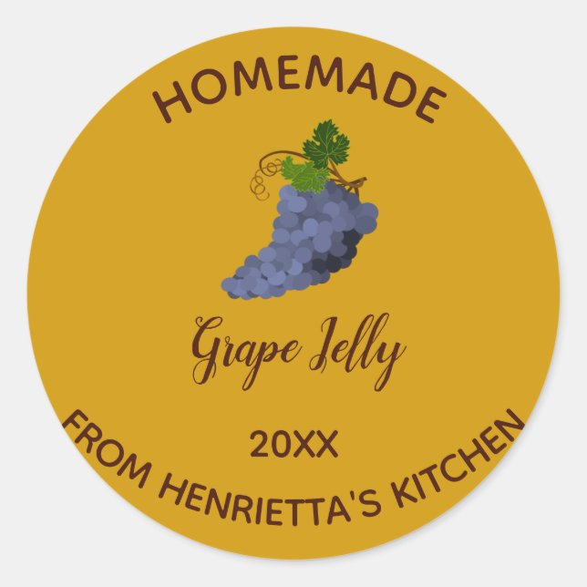 Sticker Rond Gelée de raisin maison modifiable (Devant)