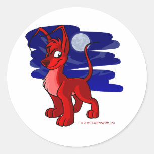 Sticker Rond Gelert rouge fier par clair de lune