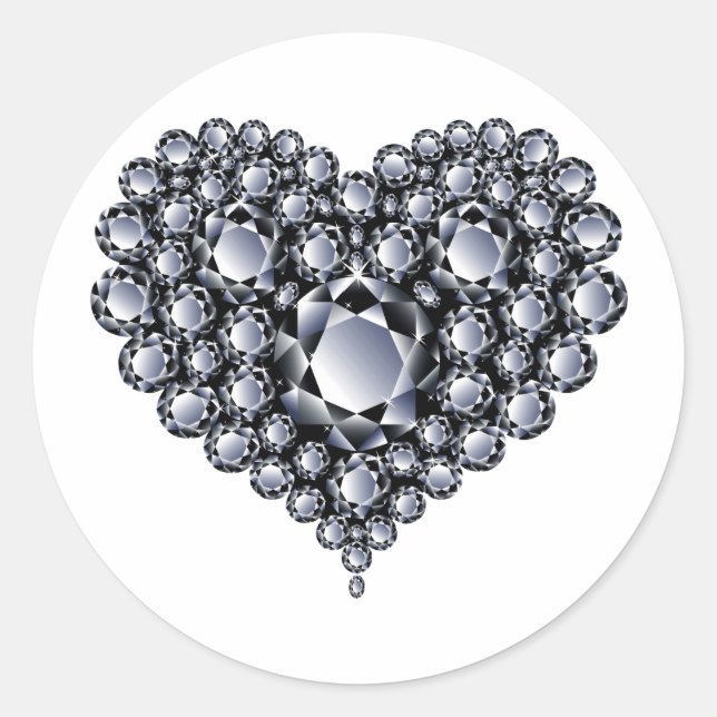 Sticker Rond Gemmes cardiaques aux diamants noirs (Devant)