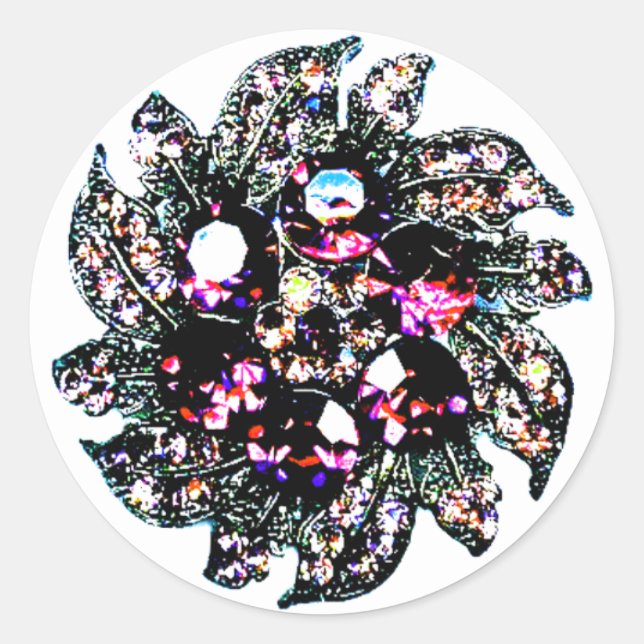 Sticker Rond "Gemmes et bijoux" (Devant)