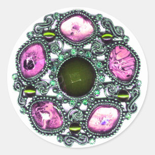 Sticker Rond "Gemmes et bijoux"