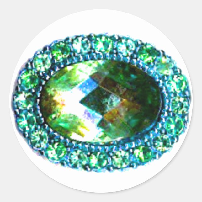 Sticker Rond "Gemmes et bijoux" (Devant)