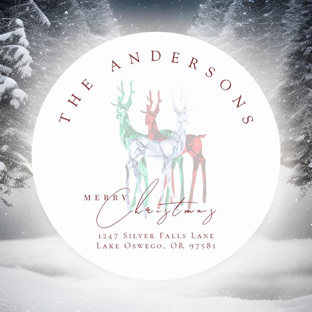 Sticker Rond Gemstone Crystal Reindee Christmas Adresse de reto (Créateur téléchargé)