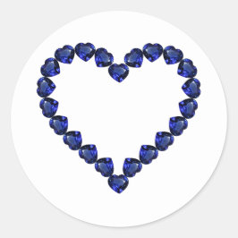 Sticker Rond Gemstone Sapphire Blue Heart
