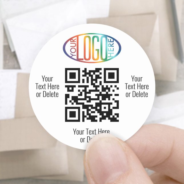 Sticker Rond Générateur de code QR et votre logo commercial (Créateur téléchargé)