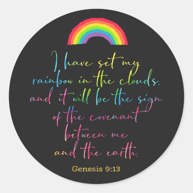 Sticker Rond Genèse arc-en-ciel de Dieu 9 Bible chrétienne Vers (Devant)