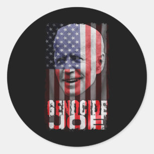 Sticker Rond Génocide Joe Biden Anti Biden American Flag Vampir