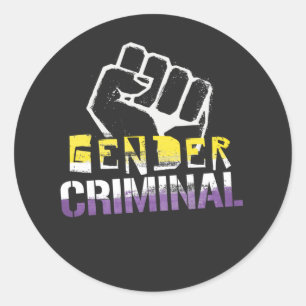 Sticker Rond Genre non binaire Criminel