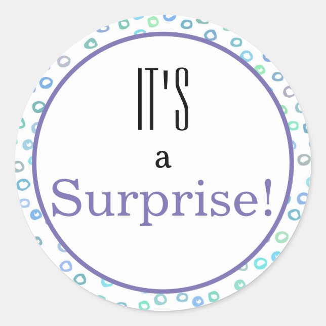 Sticker Rond Genre ReveaI Baby shower C'est une surprise! (Devant)