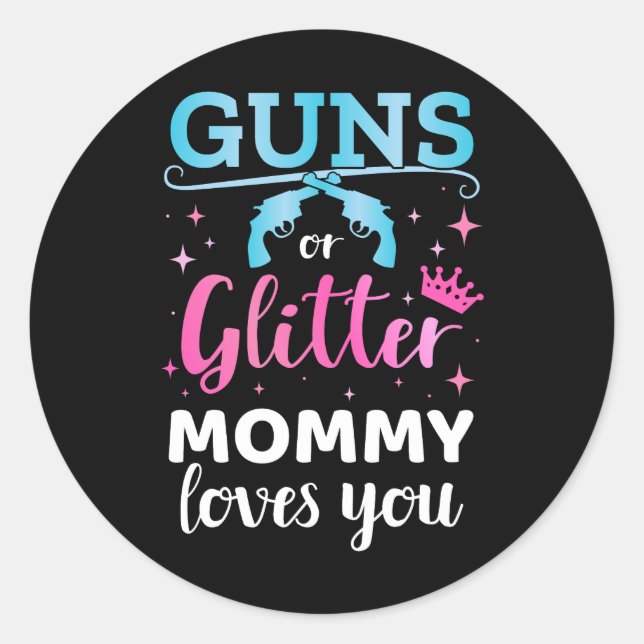 Sticker Rond Genre révéler armes ou parties scintillant maman f (Devant)