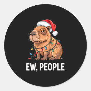 Sticker Rond Gens laids Capybara Lumières de Noël Drôle Introve