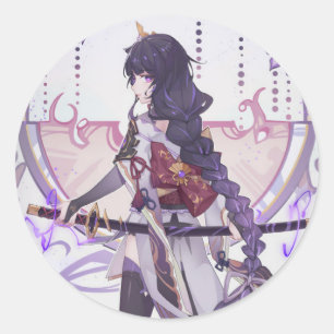 Sticker Rond Genshin impact Baal feuilles de sakura