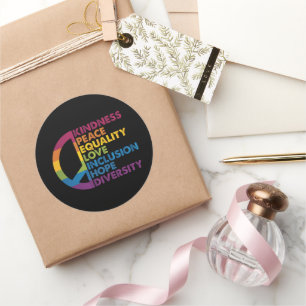 Sticker Rond Gentillesse Paix Égalité Amour Inclusion Espoir Di