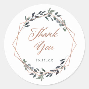 Sticker Rond Geo vert MERCI MARIAGE ROSE