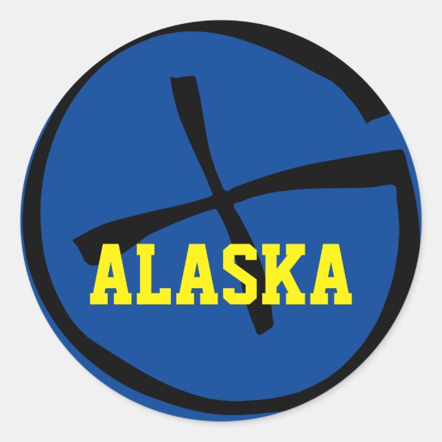 Sticker Rond Geocache Alaska jaune/bleu (Devant)