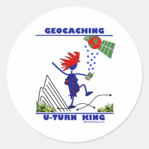 Sticker Rond Geocaching U Turn King