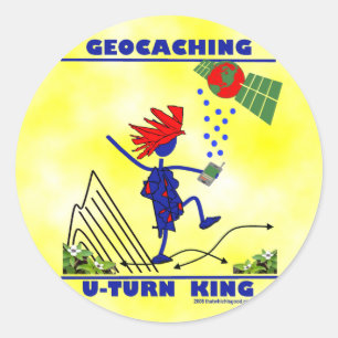 Sticker Rond Geocaching U Turn King