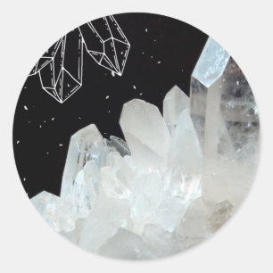 Sticker Rond Géode de cristal quartz blanc Géode Pierre naturel