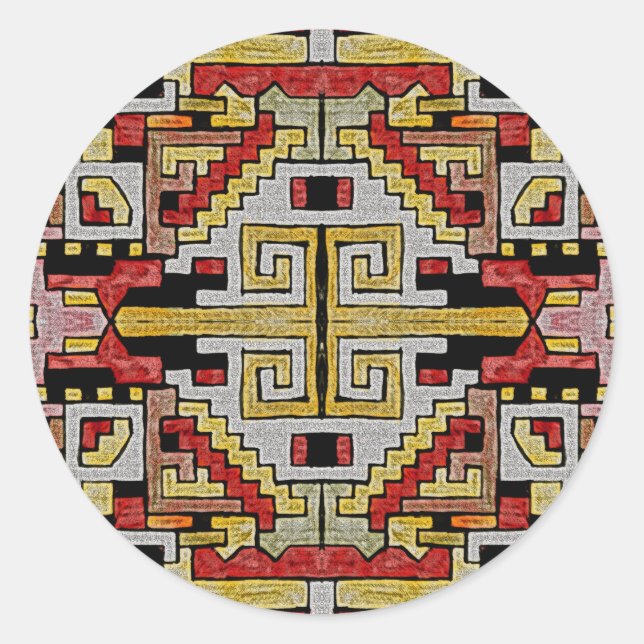 Sticker Rond Géométhorique Tribal/Motif ethnique (Devant)