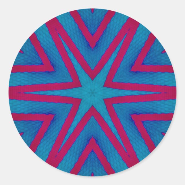 Sticker Rond Géométrie rouge étoile et bleu (Devant)