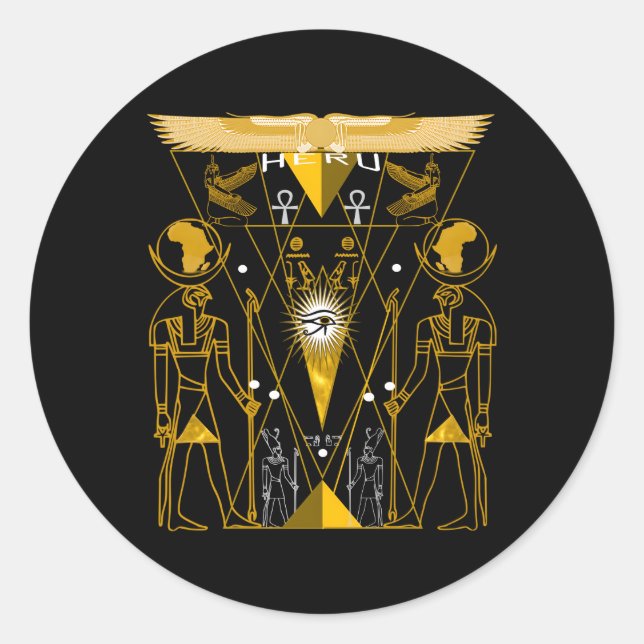 Sticker Rond Géométrie Sacrée égyptienne Horus Heru (Devant)